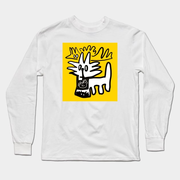 cat & bird Long Sleeve T-Shirt by Angel Rivas